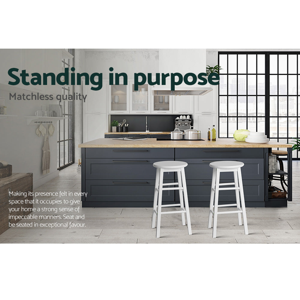 Callan Wooden Bar Stools – White – Set of 2