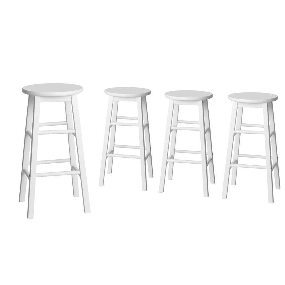 Alston Round Wooden Bar Stools – White – Set of 4
