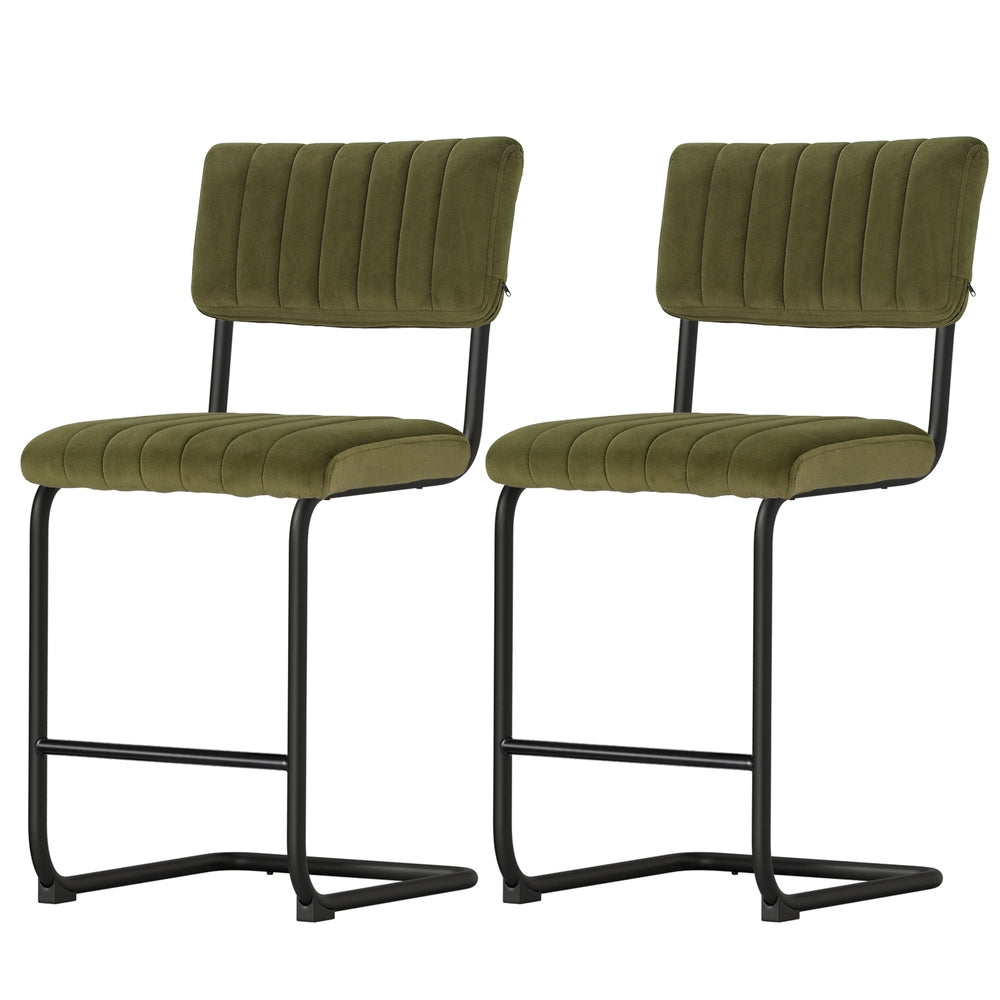 Orman Velvet Bar Stools – Green – Set of 2