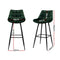 Set of 2 - Velvet Shell Bar Stools - Green