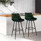 Set of 2 - Velvet Shell Bar Stools - Green