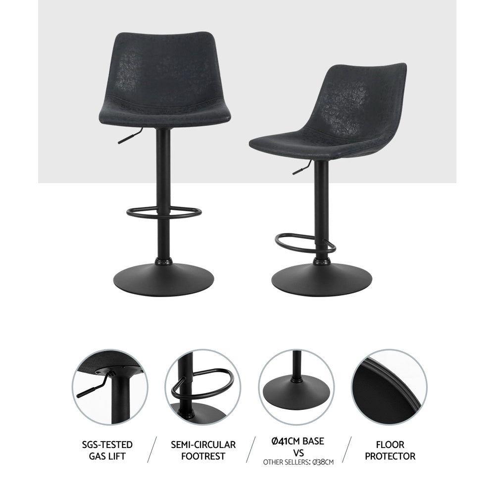Hexton Vintage Bar Stools – Black – Set of 2