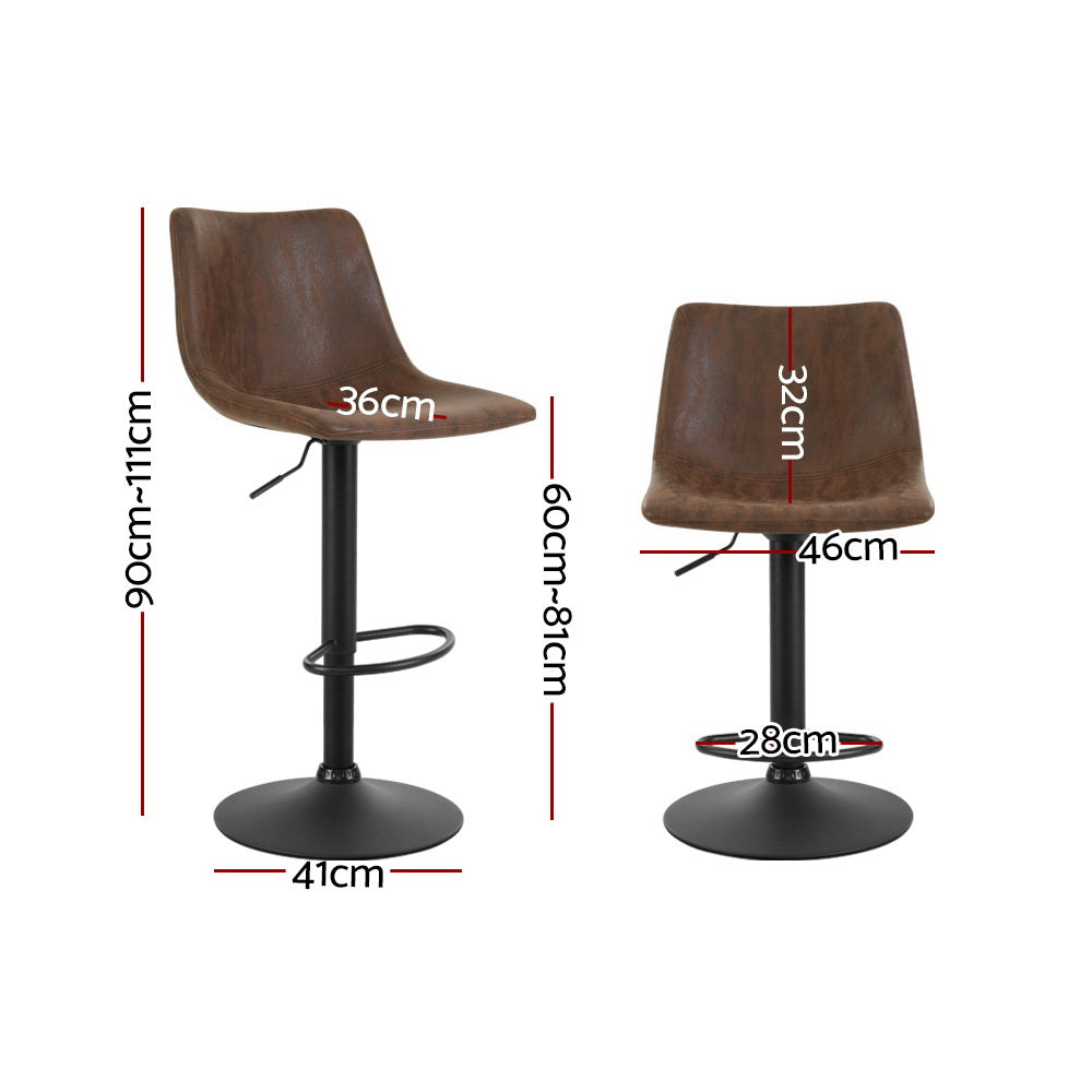 Nara Gas Lift Vintage Swivel Bar Stools – Brown – Set of 2