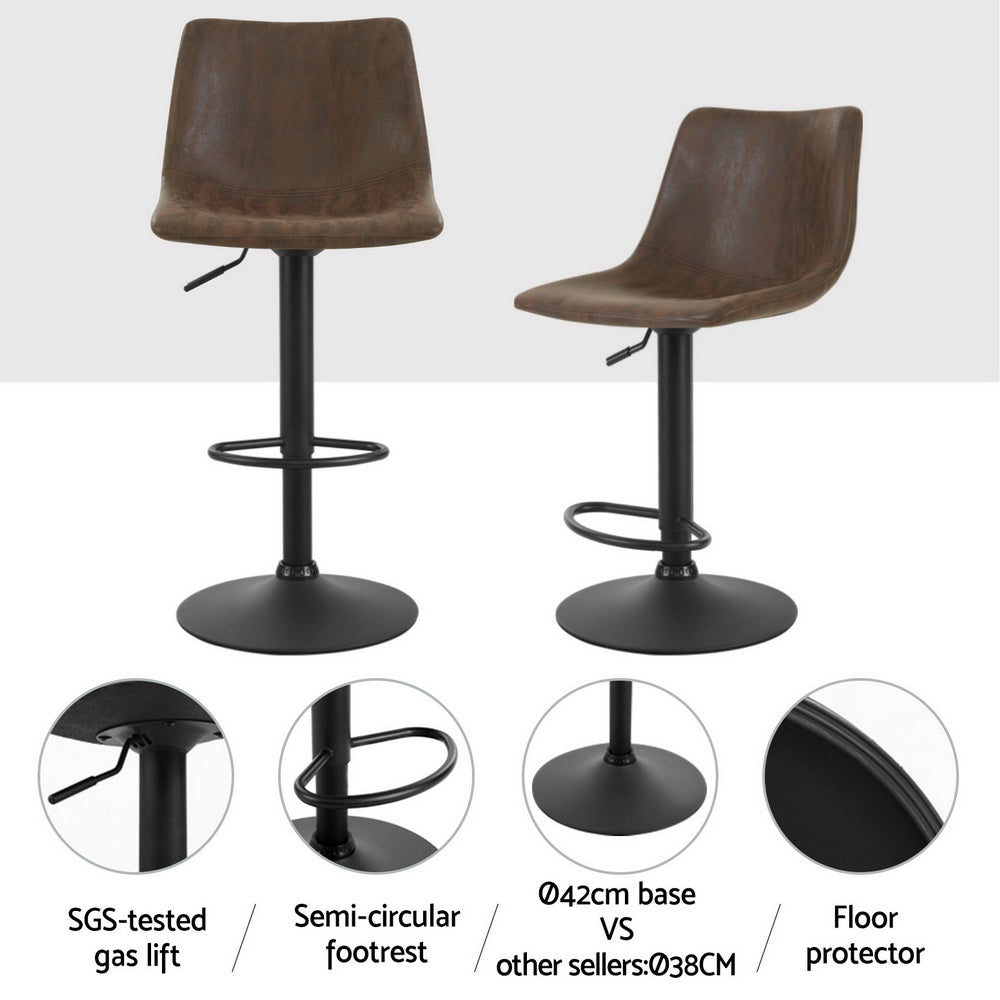 Cove Swivel Gas Lift Bar Stools – Brown – Set of 4