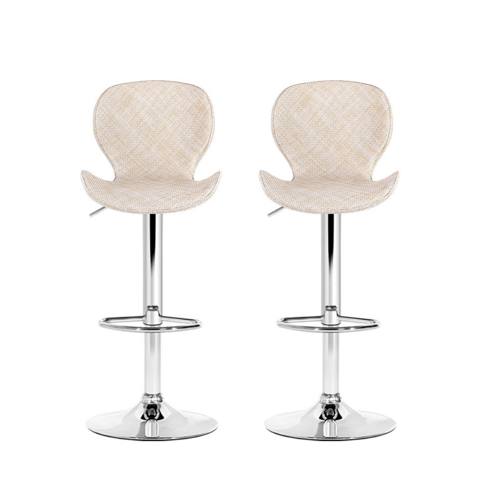 Arlo Swivel Gas Lift Bar Stools with Wing Design – Beige – Set of 2
