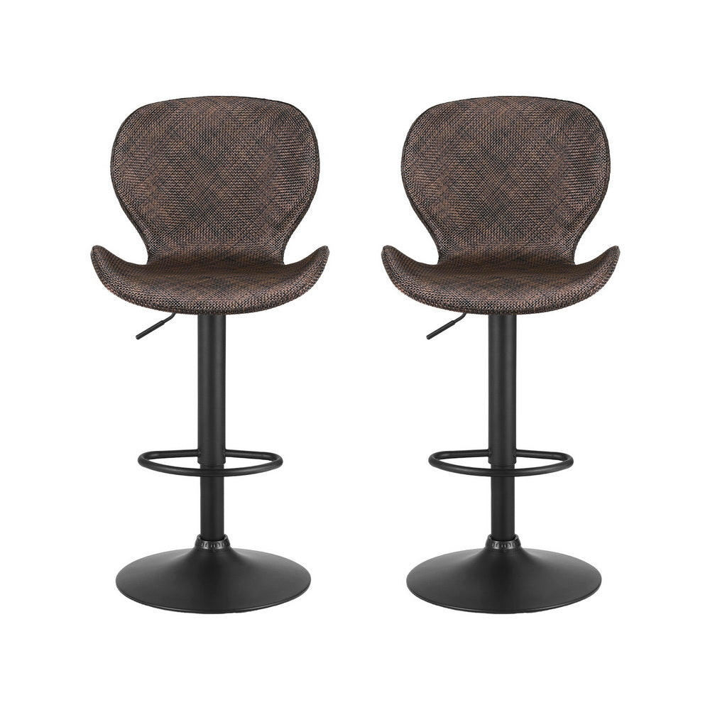 Cove Swivel Gas Lift Bar Stools with Wing Design – Brown – Set of 2