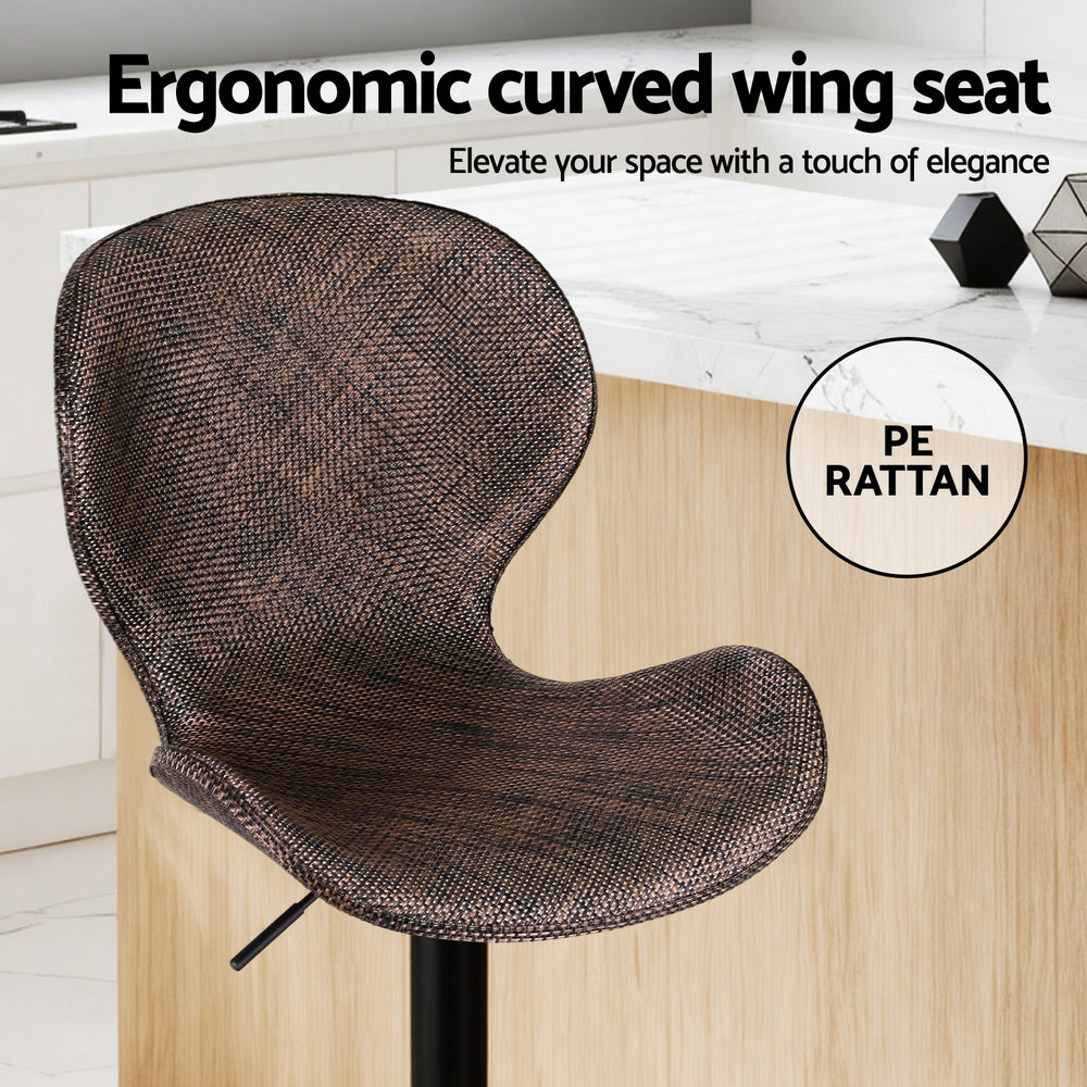 Meridian Wing Swivel Bar Stools – Brown – Set of 4