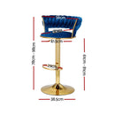 Haven Gas Lift Velvet Bar Stools – Blue – Set of 2