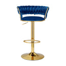 Haven Gas Lift Velvet Bar Stools – Blue – Set of 2