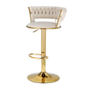Bar Stools with Velvet Woven Backrest – Ivory