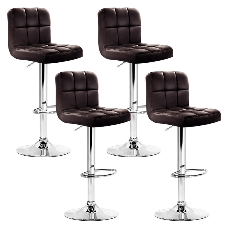 Artiss Set of 4 Bar Stools Gas lift Swivel - Steel and Chocolate