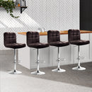 Set of 4  - Gas lift Swivel Bar Stools - Steel and Chocolate