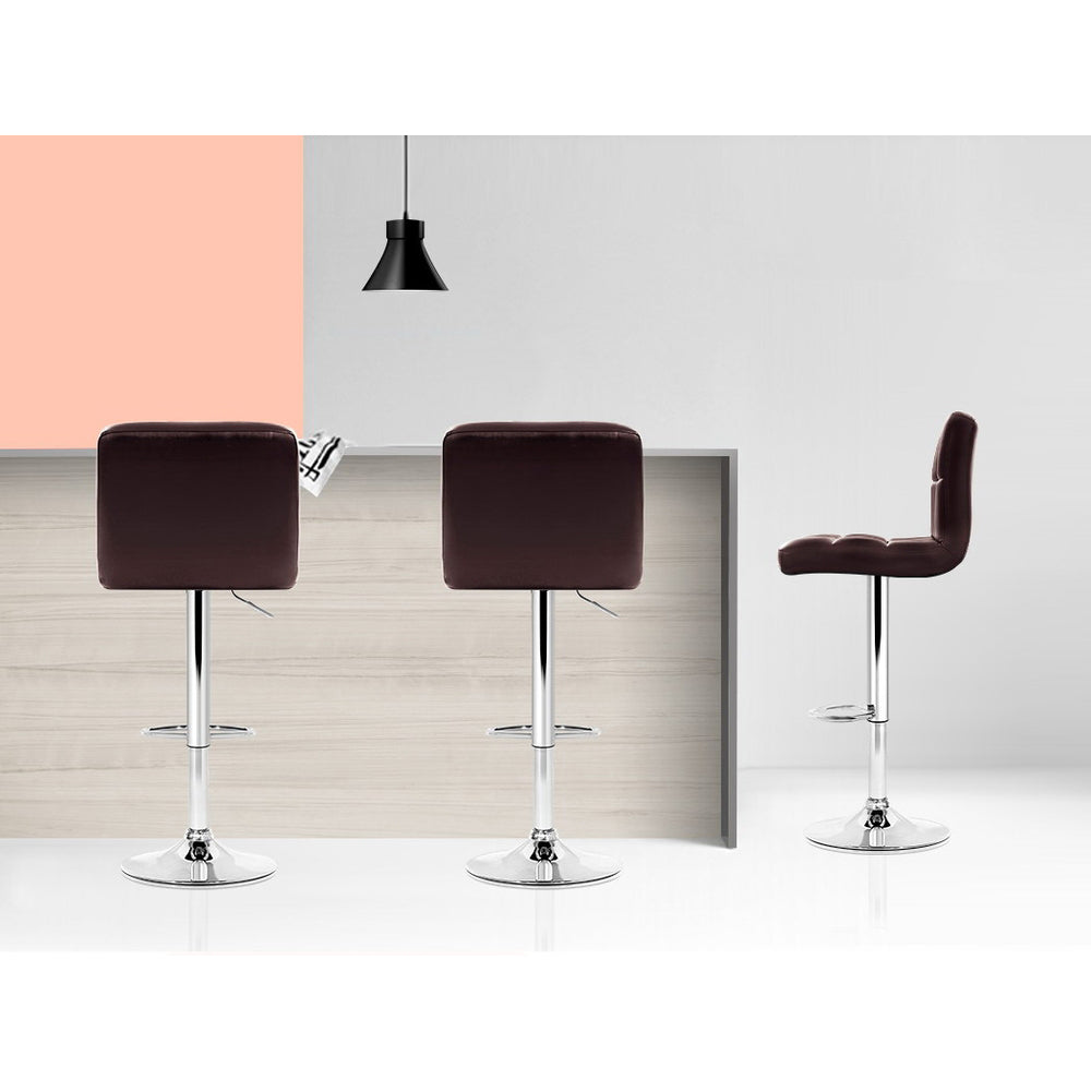 Kendrick Gas Lift Swivel Bar Stools – Brown – Set of 4