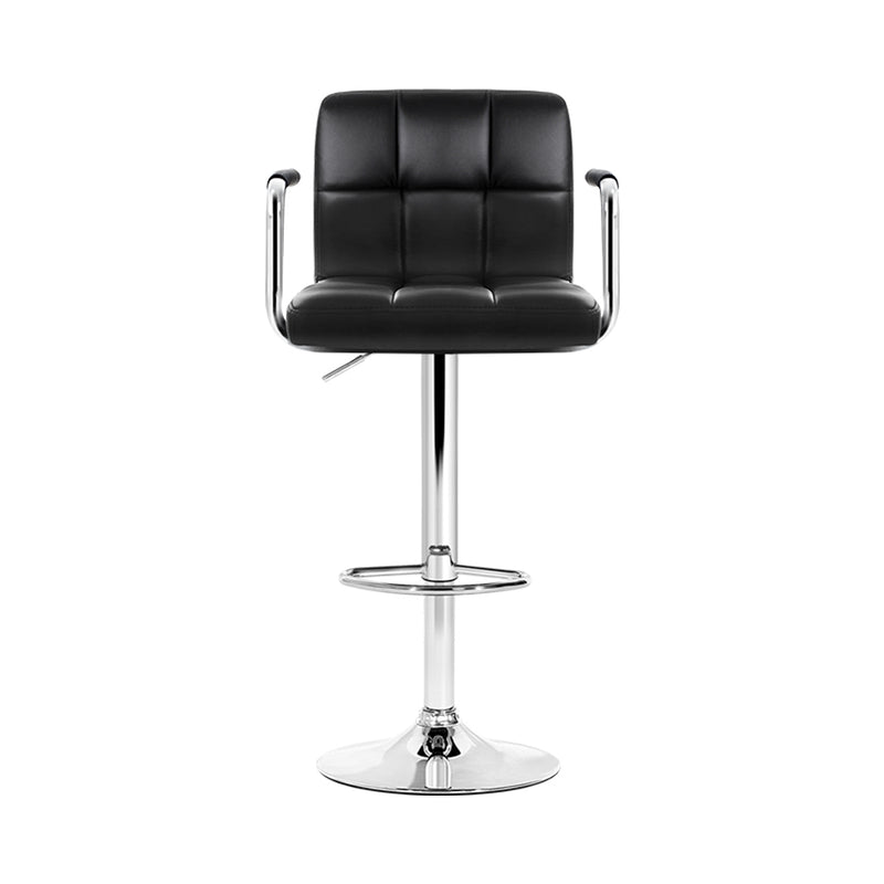 Set of 2 - Gas lift Swivel Stools with Armrests - Steel and Black