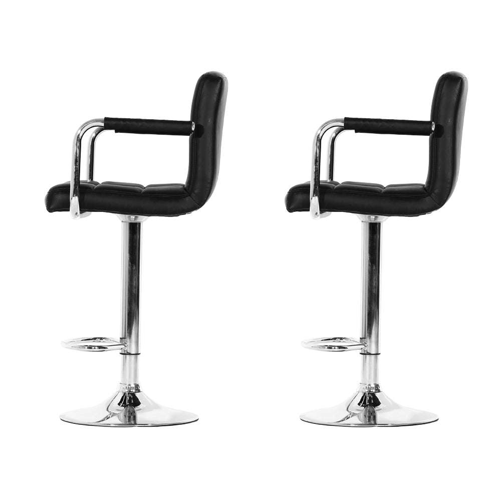 Kensington Leather Gas Lift Bar Stools – Black – Set of 2