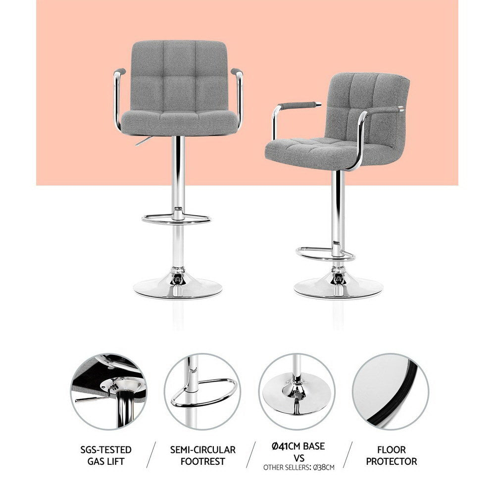 Callan Gas Lift Swivel Bar Stools – Grey – Set of 2