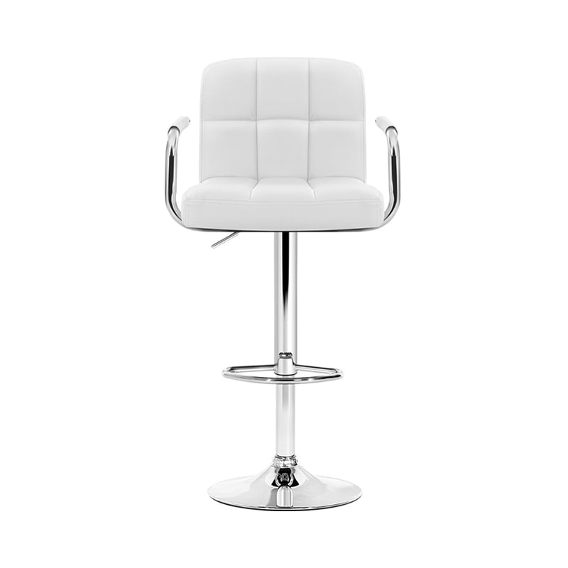 Set of 2 - Gas lift Swivel Bar Stools - Steel and White