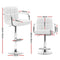 Set of 4 - Gas lift Swivel Stools with Armrests - Steel and White