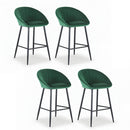 Rowan 4x Bar Stools Kitchen Dining Chair Counter Stool Tub Velvet Metal Green