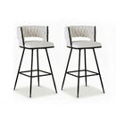 Rowan 2x Bar Stools Kitchen Dining Chair Counter Stool Woven Velvet Metal Ivory