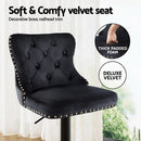 Haven Velvet Bar Stool – Black – Single