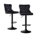 Cove 2x Velvet Bar Stool Adjustable Height Nailhead Trim Kitchen Counter Stool