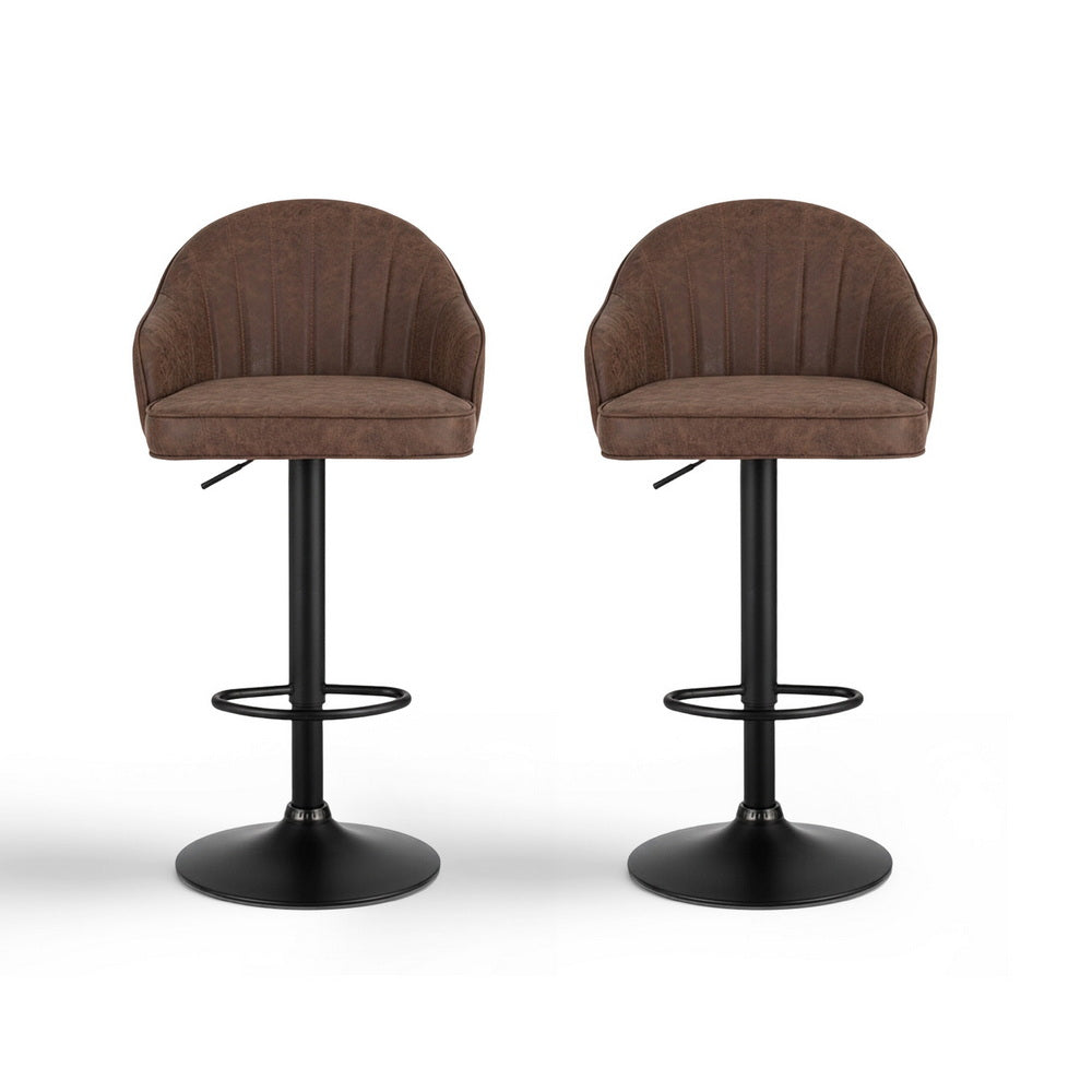 Arlo Swivel Gas Lift Bar Stools with Shell Design – Brown – Set of 2