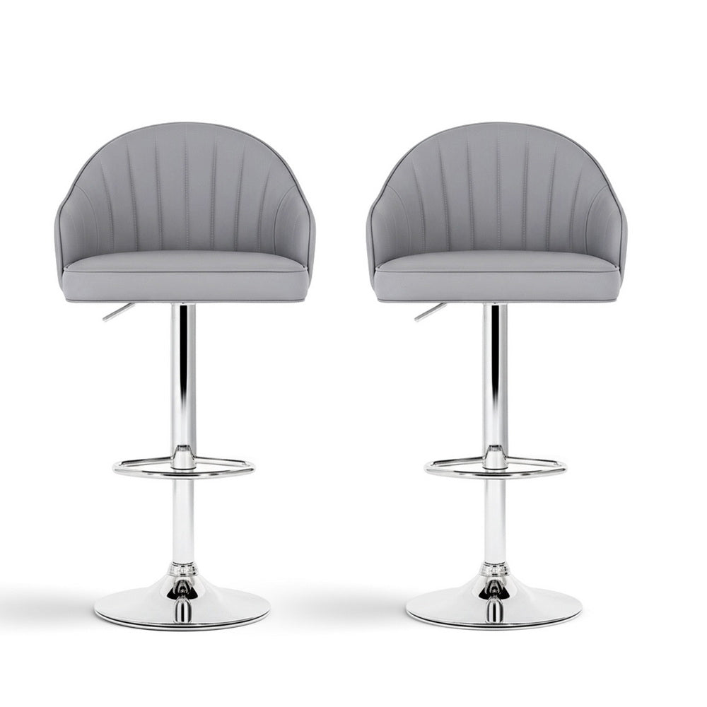 Atlas Swivel Gas Lift Bar Stools with Shell Design – Grey – Set of 2