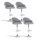 Rowan 4x Bar Stools Kitchen Swivel Gas Lift Counter Chair Shell Leather Grey