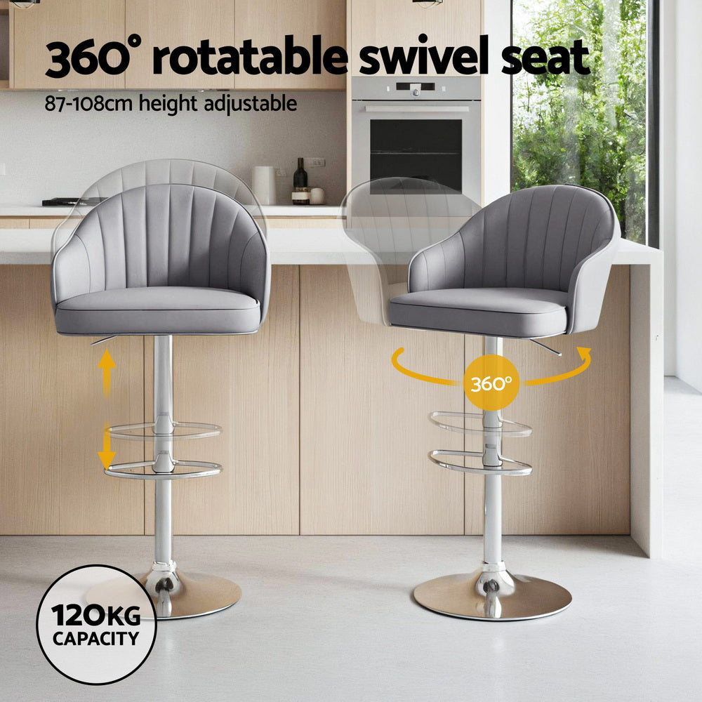 Rowan Swivel Gas Lift Counter Stools – Grey – Set of 4