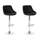 Cove 2x Bar Stools Leather Padded Gas Lift Stool Black