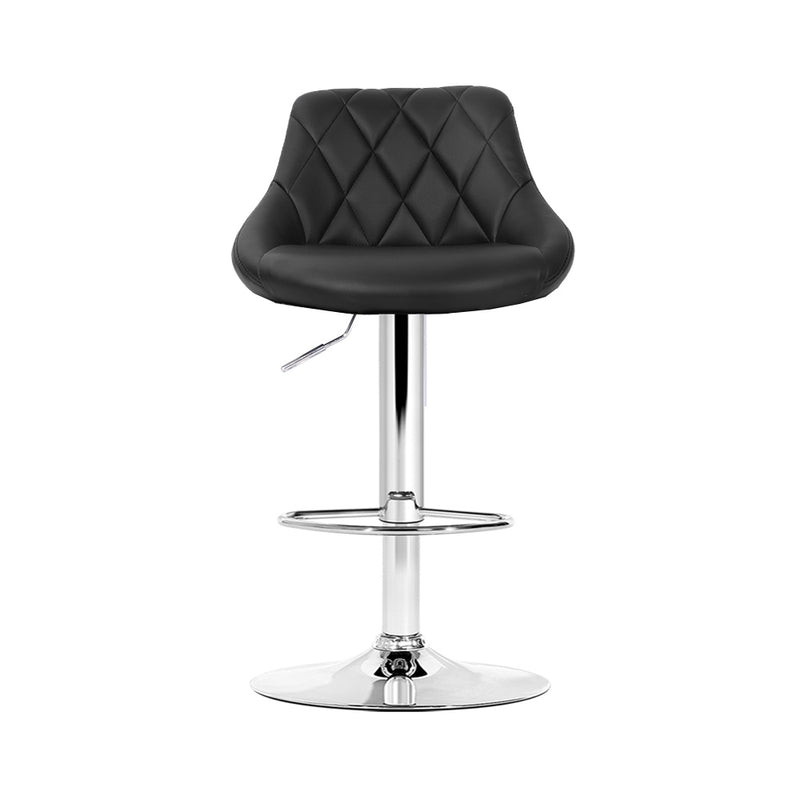 Set of 4 - Diamond Style Leather Bar Stools - Black