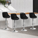 Set of 4 - Diamond Style Leather Bar Stools - Black