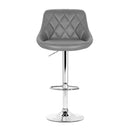 Set of 4 - Diamond Style Leather Bar Stools - Grey