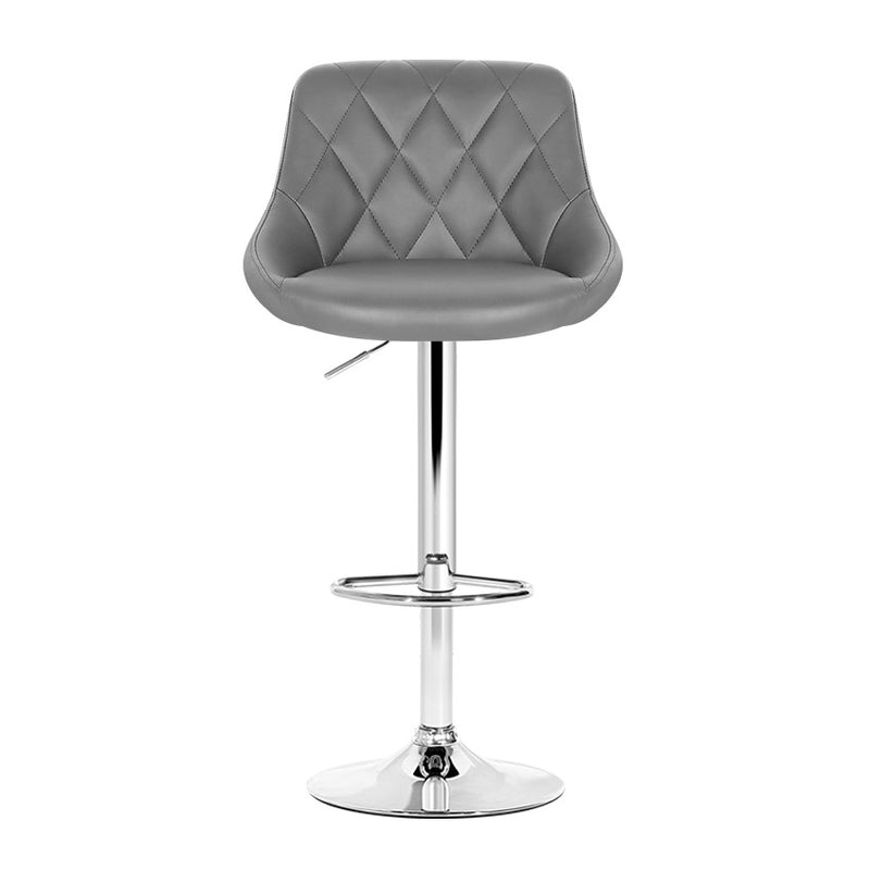 Set of 4 - Diamond Style Leather Bar Stools - Grey