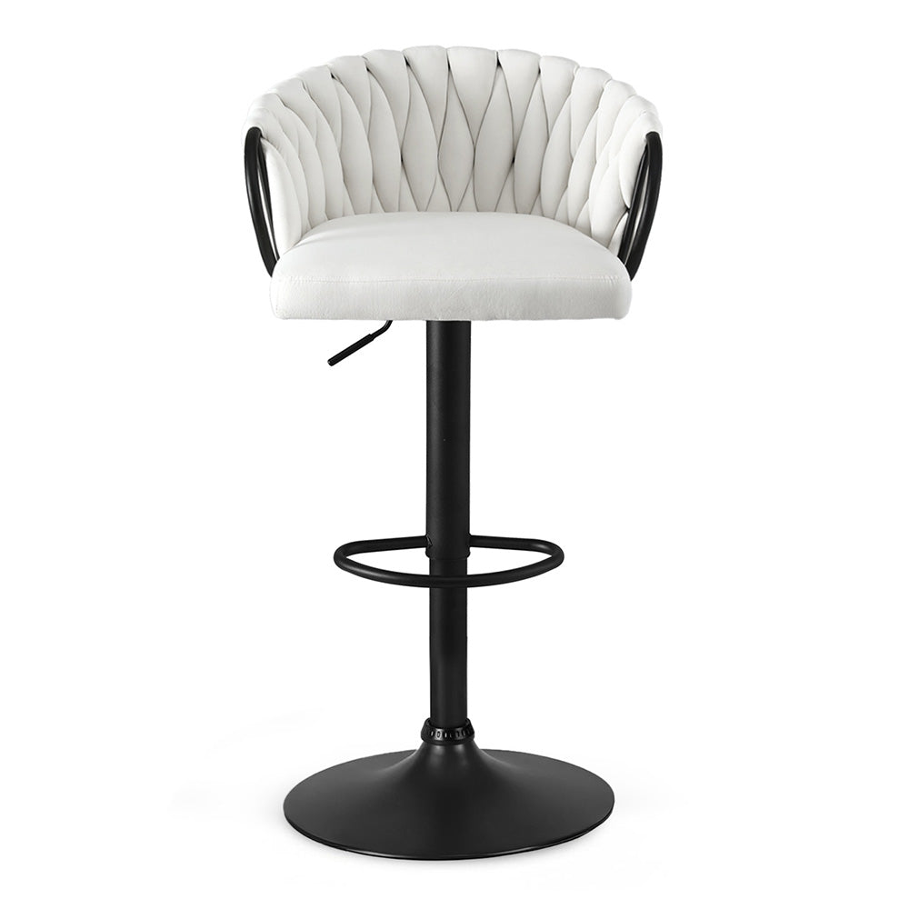 Alderon Woven Velvet Bar Stool – Ivory – Single