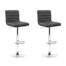 Cove 2x Bar Stools Padded Leather Gas Lift Grey