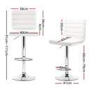 Set of 4 - Lined Pattern Leather Bar Stools- White and Chrome