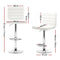 Set of 4 - Lined Pattern Leather Bar Stools- White and Chrome