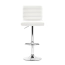 Set of 4 - Lined Pattern Leather Bar Stools- White and Chrome