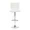 Set of 4 - Lined Pattern Leather Bar Stools- White and Chrome