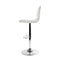 Set of 4 - Lined Pattern Leather Bar Stools- White and Chrome