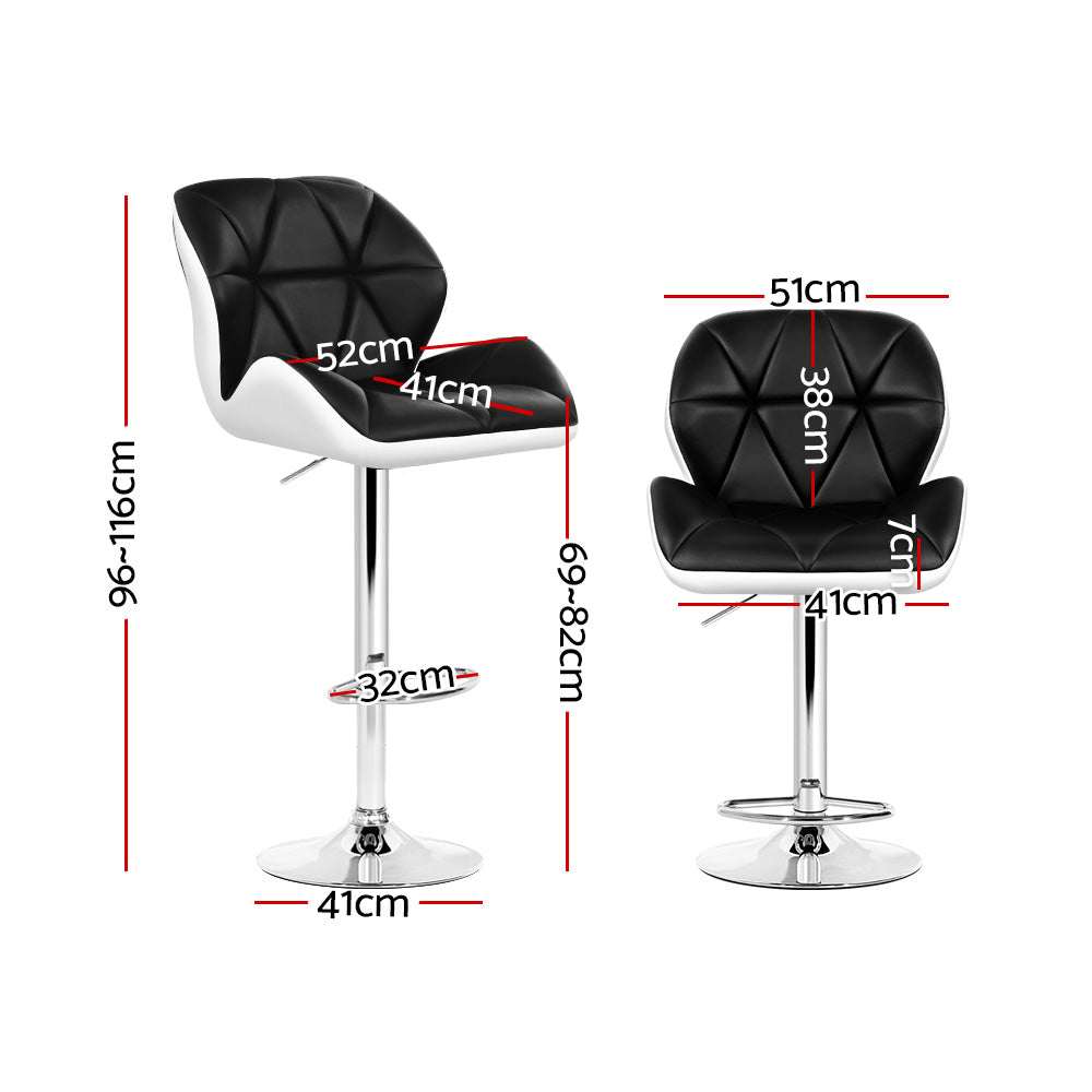 Cosmos Leather Gas Lift Bar Stools – Black & White – Set of 2
