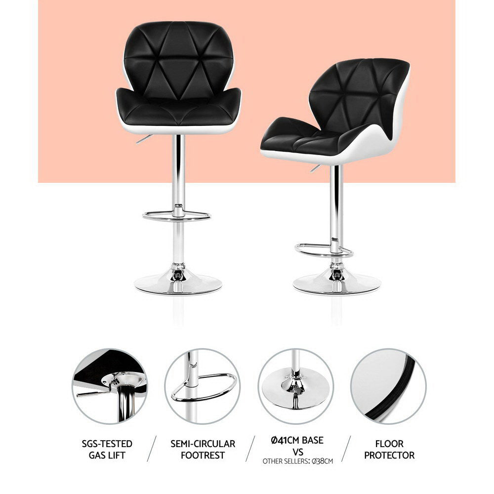 Cosmos Leather Gas Lift Bar Stools – Black & White – Set of 2