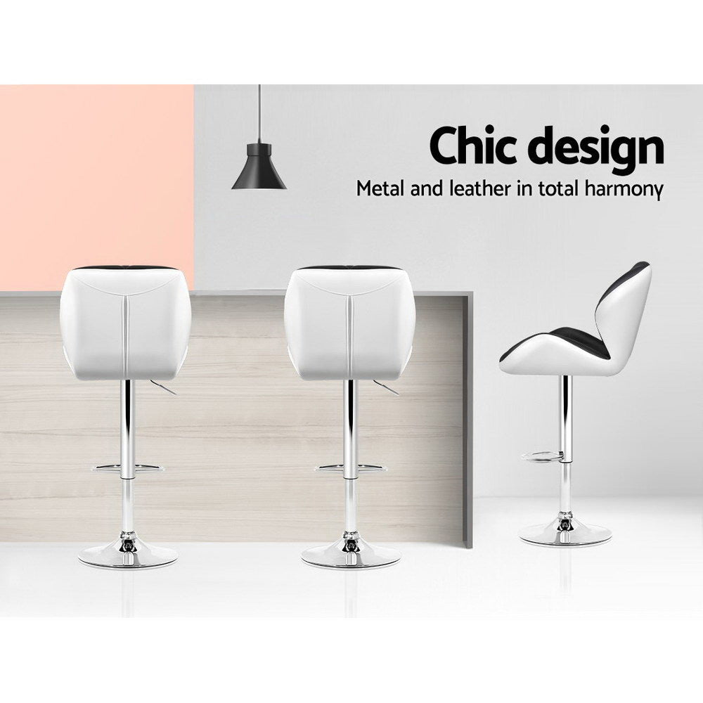 Cosmos Leather Gas Lift Bar Stools – Black & White – Set of 2