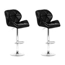 Cove 2x Bar Stools Gas Lift Padded Leather Black