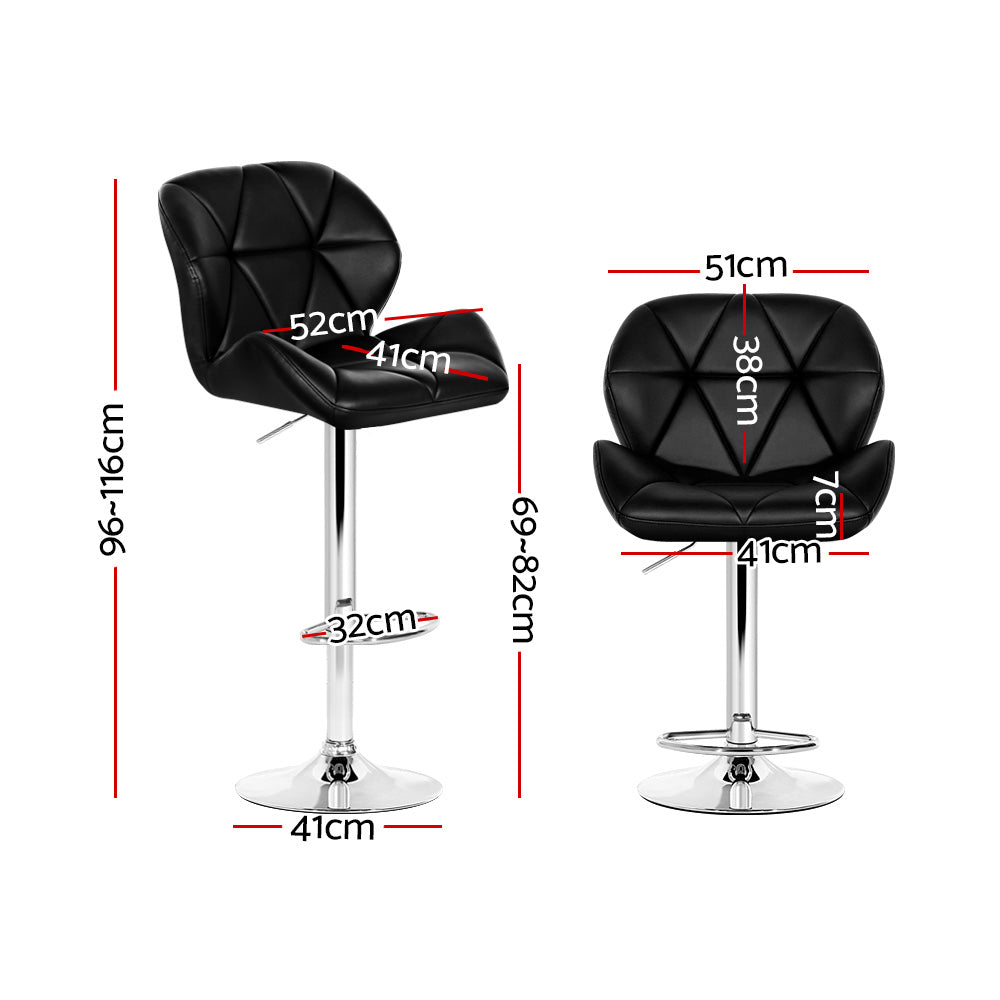 Meridian Leather Gas Lift Bar Stools – Black – Set of 2