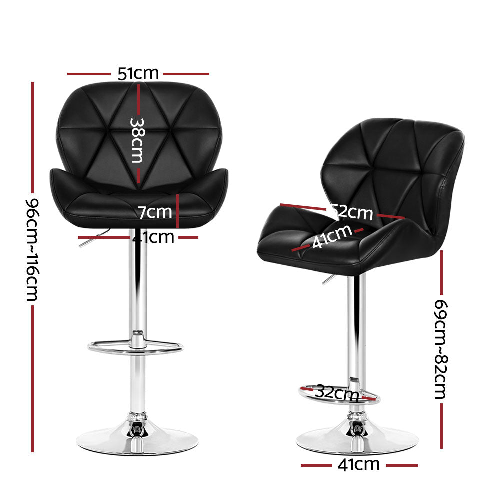 Valiant Winged Gas Lift Bar Stools – Black – Set of 4