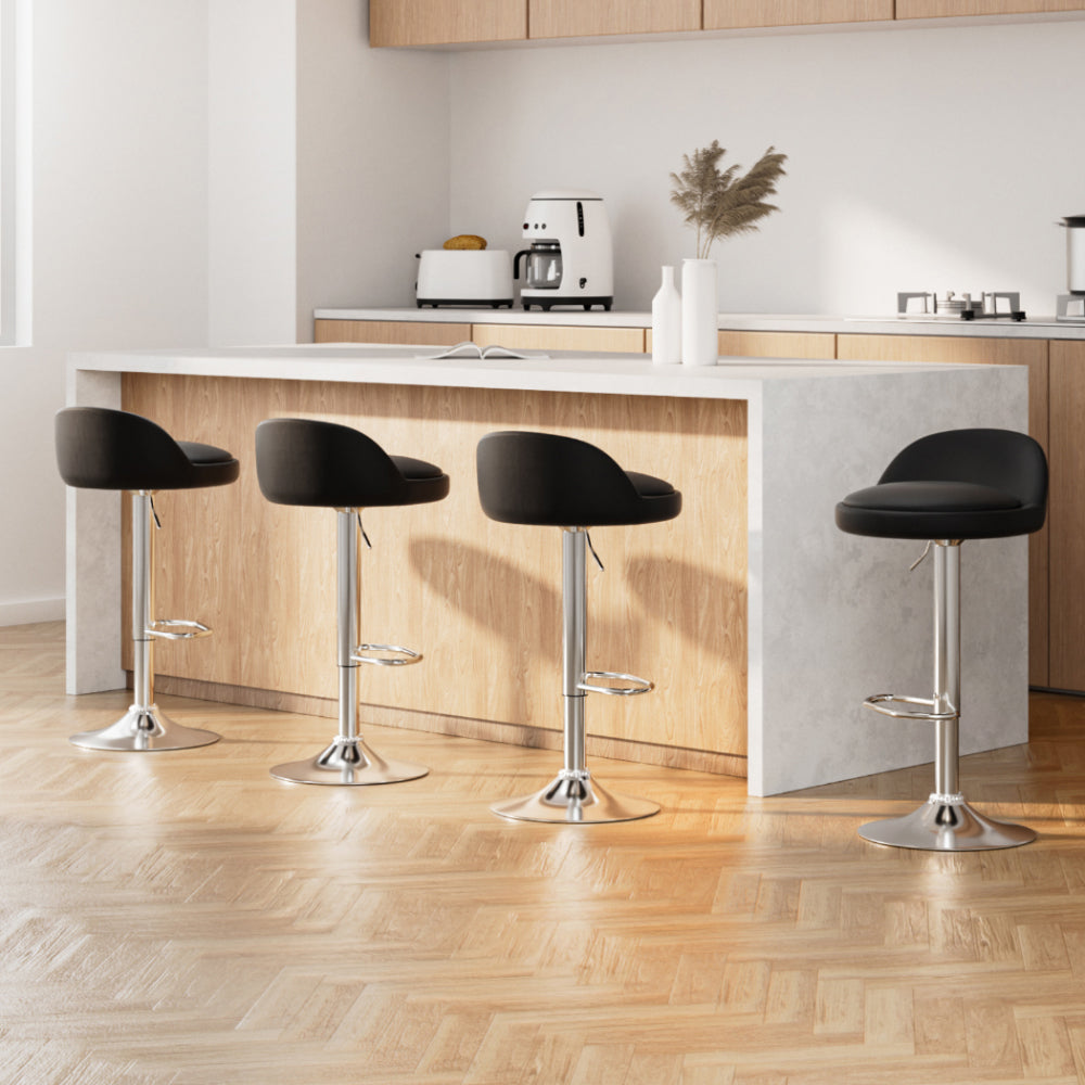 Haven 4x Bar Stools PU Leather Gas Lift Black