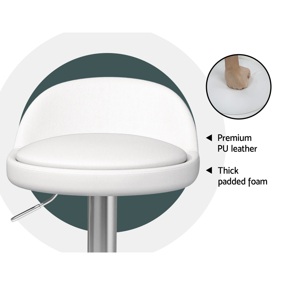 Nuvo Gas Lift Swivel Bar Stools – White – Set of 2